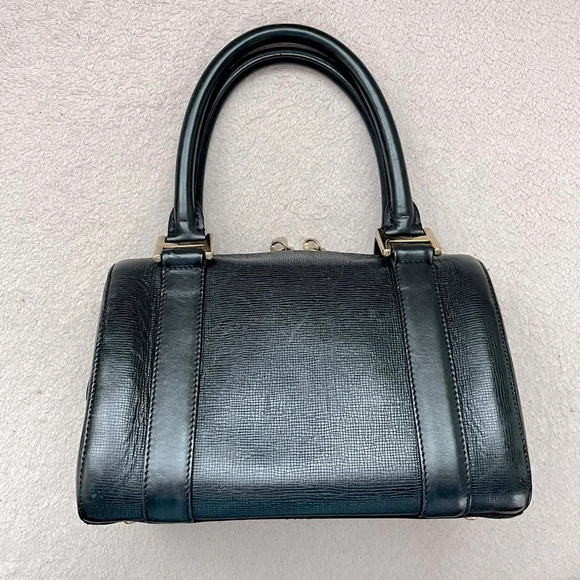 MCM Small Black Leather Satchel Boston Handbag - Picture 5 of 16